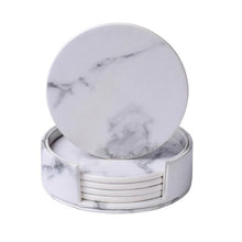 Load image into Gallery viewer, 6pcs  Marble PU Leather Round Square Drink Coasters Placemat, Cup Mat - beebee2
